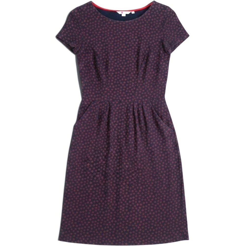 Boden Twee 100% Cotton Floral Fit Flare Jersey Dress Pockets Preppy Casual
